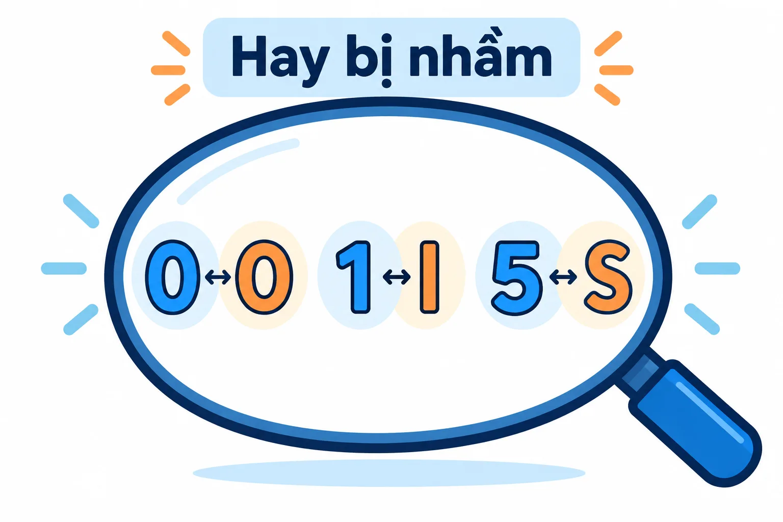 Kính lúp soi các cặp ký tự hay bị OCR đọc nhầm: 0 và O, 1 và l, 5 và S